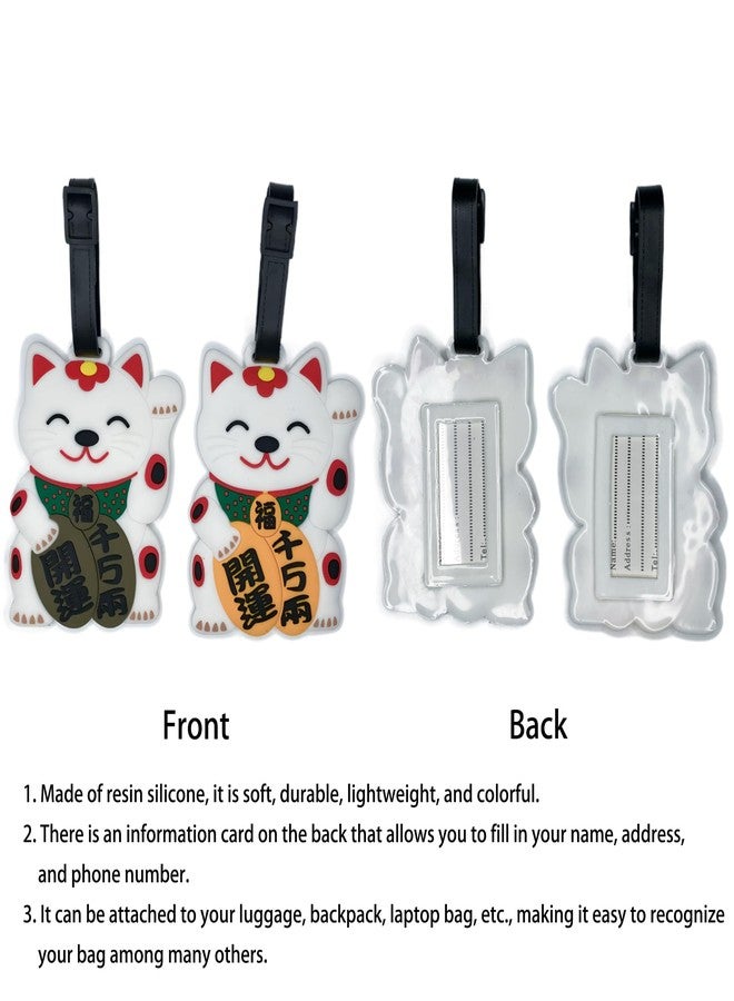ANINIUCN Japanese Lucky Cat Luggage Tags - 2-Pack Silicone Maneki Neko Bag ID Tags for Suitcases and Travel Accessories - Image 3